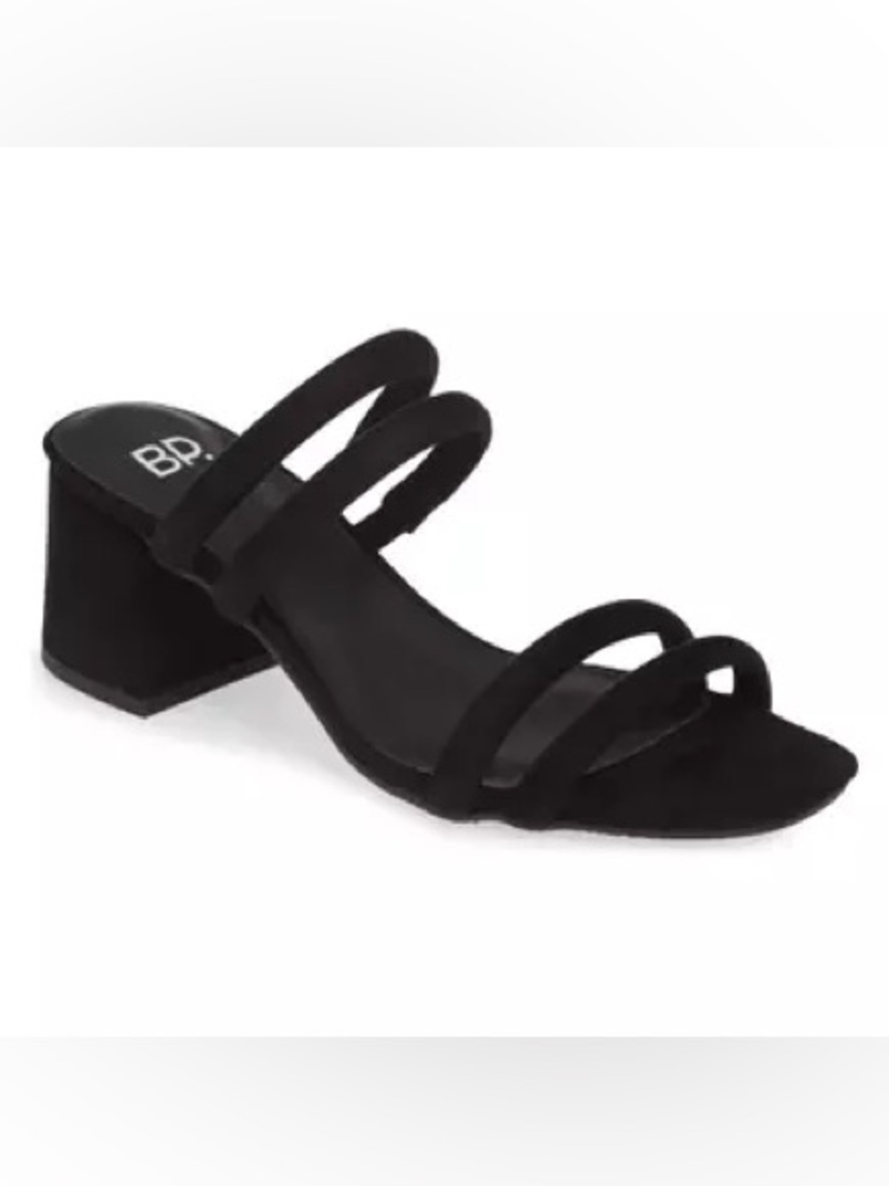bp Black Triple-Strap Block Heel Sandal for Women size 7.5